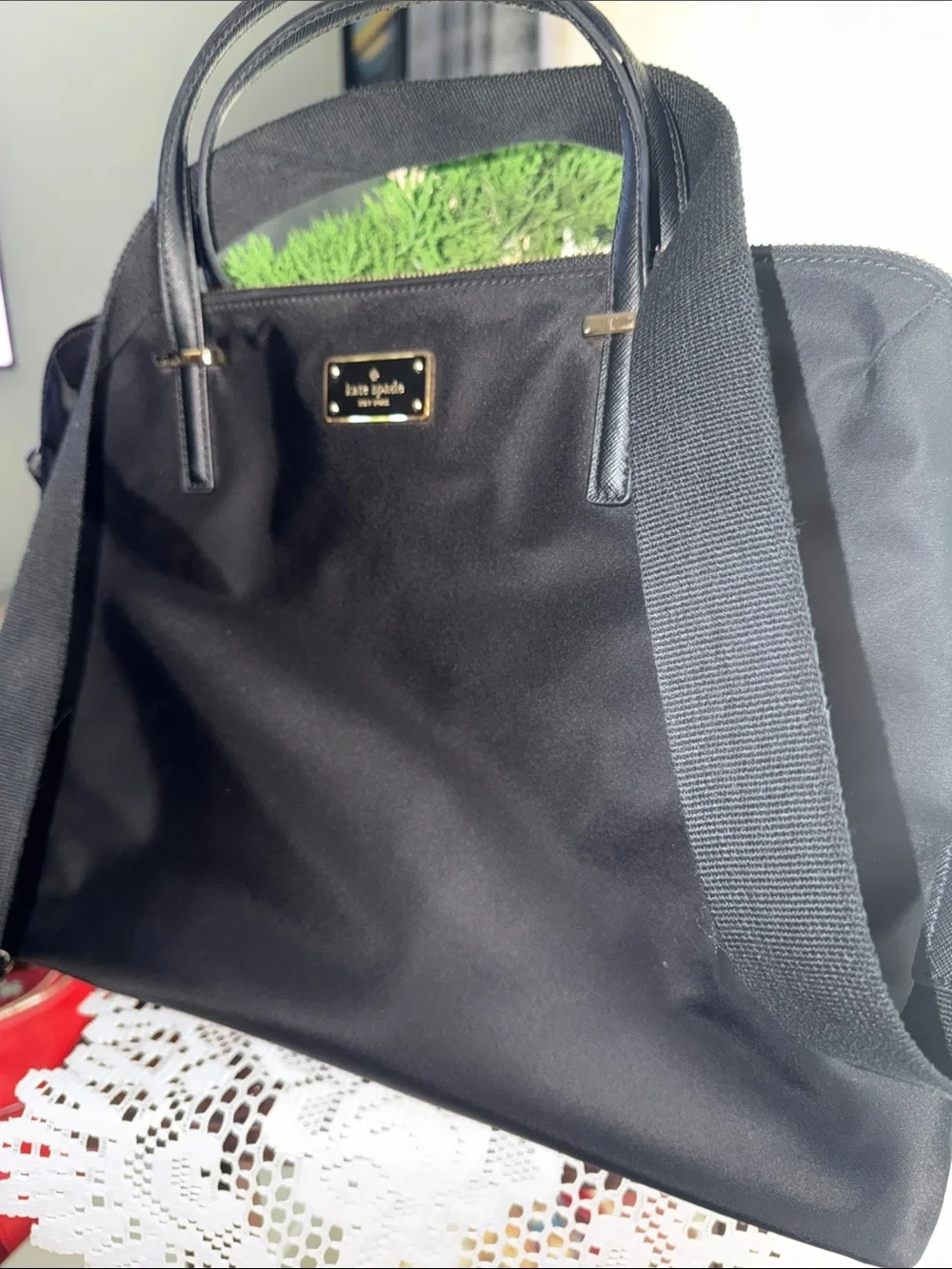 kate spade Black Nylon Laptop Tote with Detachable Strap